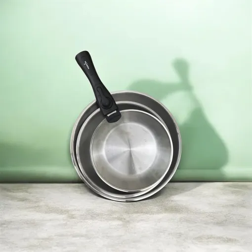 Lot de 3 poêles en inox avec manche amovible à Saint-Etienne, proximité de Saint-Étienne, Boutique Guillet